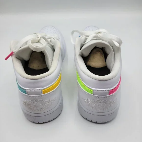 Nike Air Jordan 1 Retro Low Men Size 10 CW7033-100 Swoosh Shoes Whit Multicolor - Picture 9 of 14